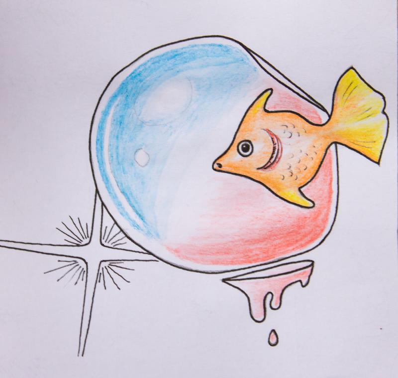 "Amazing fish"
Tecnica: Pastelli acquarellati e pennarello su carta
L'ho pensato come marchio